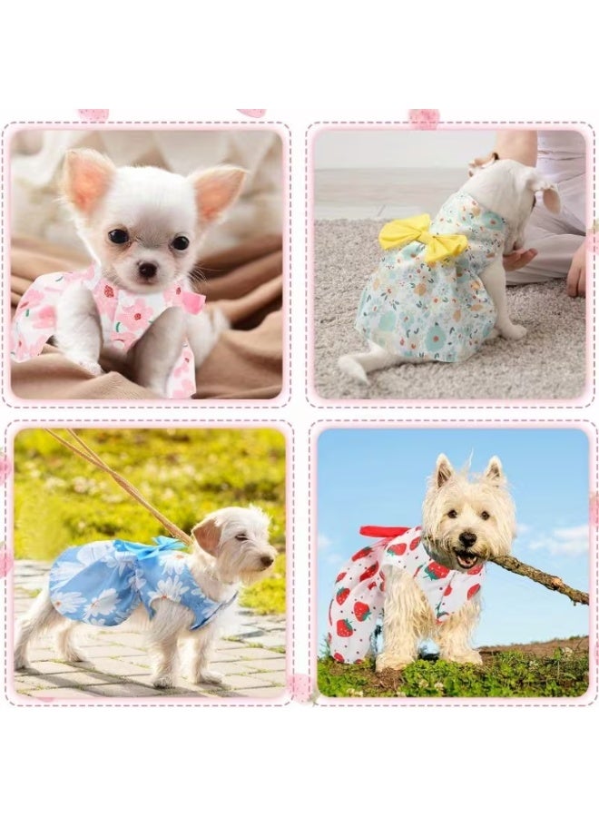 فستان للحيوانات الأليفة مزين بفيونكة وزهرة، بفتحة أزرار كبس، مناسب لكلاب البوميرينيان، الشيواوا، والشيه تزو – ملابس خاصة لجلسات تصوير الحيوانات الأليفة - Image 3